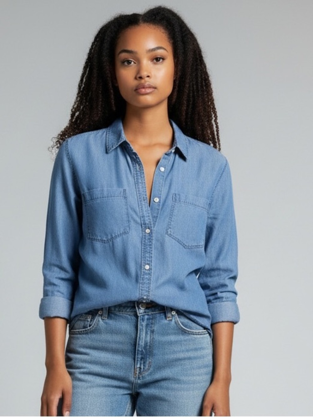 Talbots Light Blue Classic Denim Button-Down Shirt